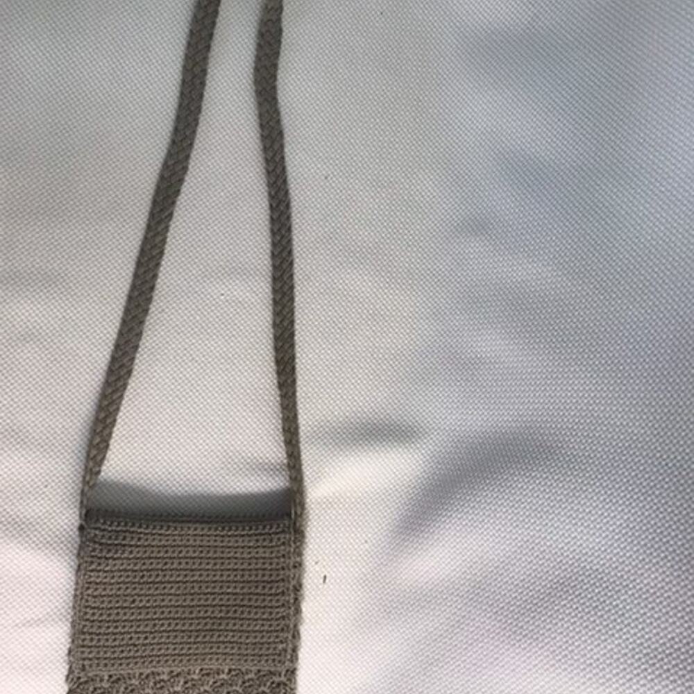 Crochet Crossbody Shoulder Bag Purse with zipper closure and flap Taupe, Gray